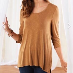 Soft Surroundings Margeaux Tunic Brown Sugar Size Large L NWT